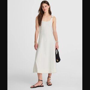 NWT Madewell XXS Denim Scoopneck Midi Dress in Pure White Wash